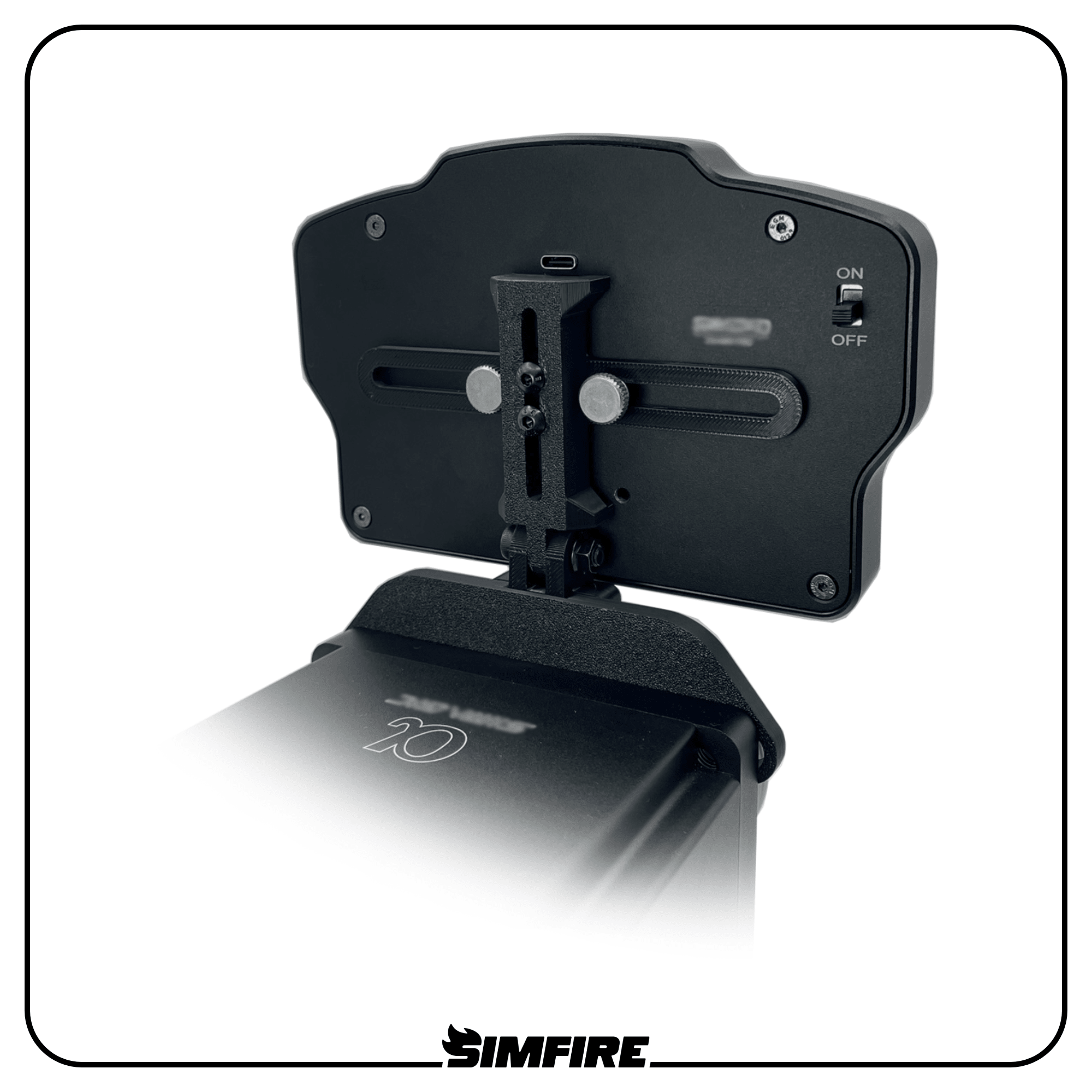 Height and angle adjustable sim racing dashboard mount