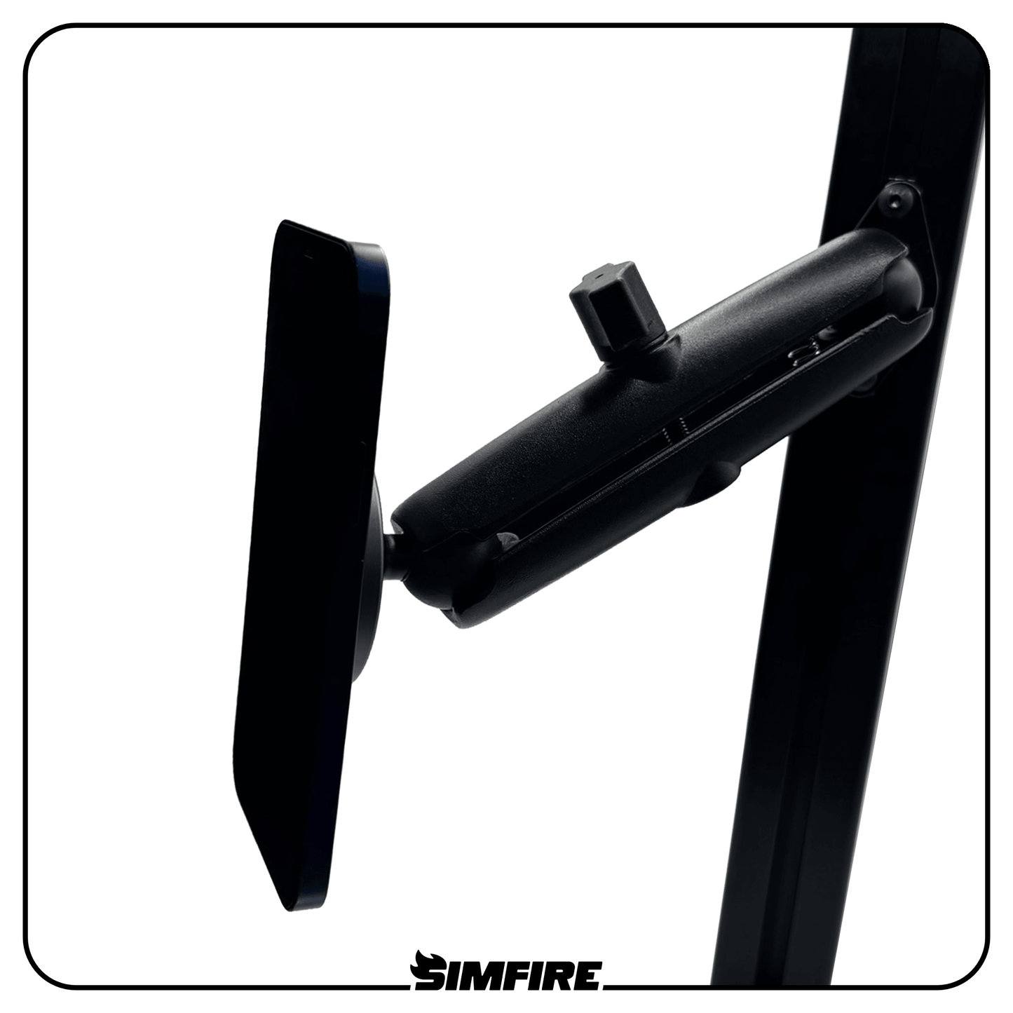 phone mounted to simfire magsafe phone mount