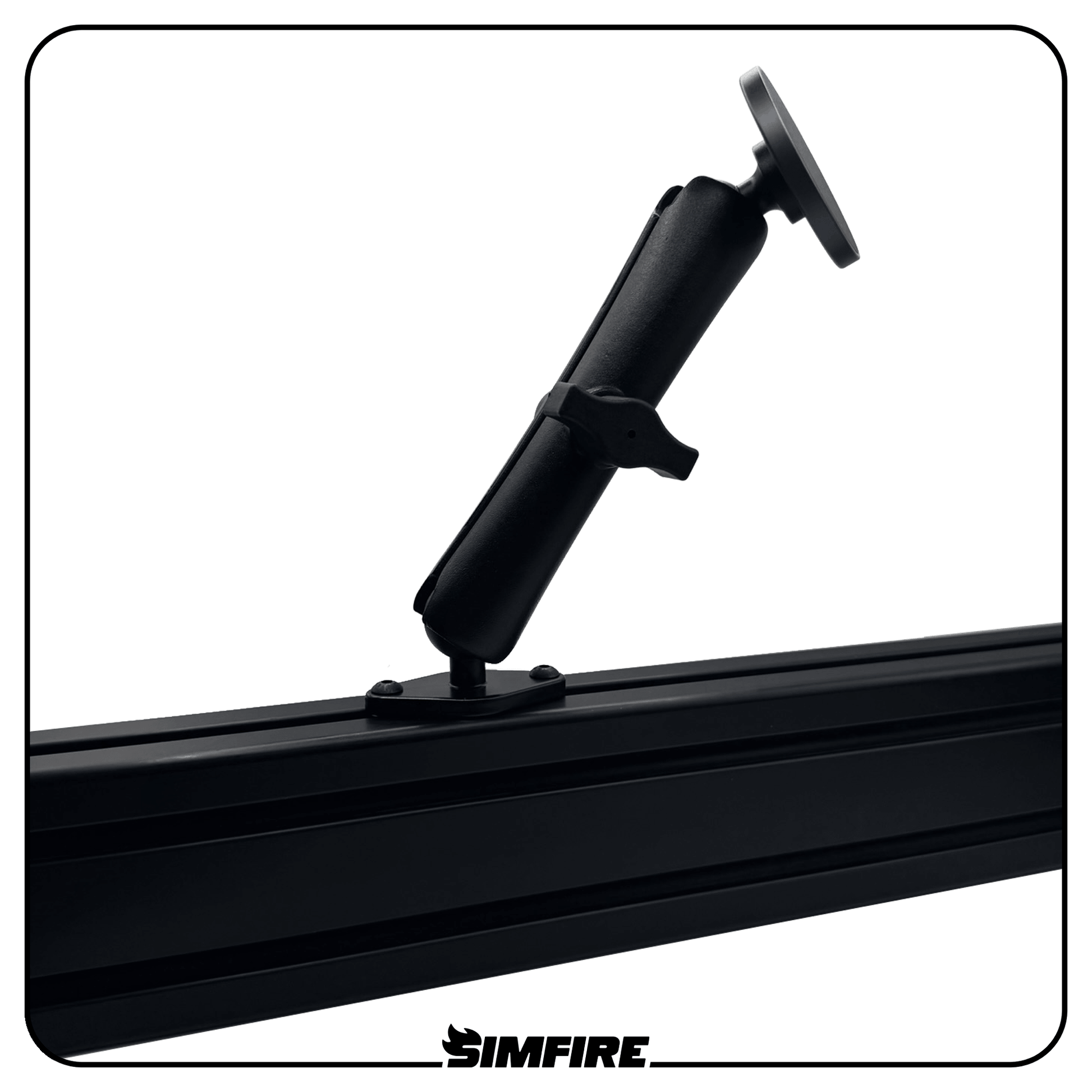 long version of magsafe phone mount attatched to aluminium profile sim racing rig