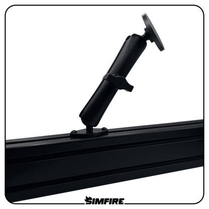 long version of magsafe phone mount attatched to aluminium profile sim racing rig