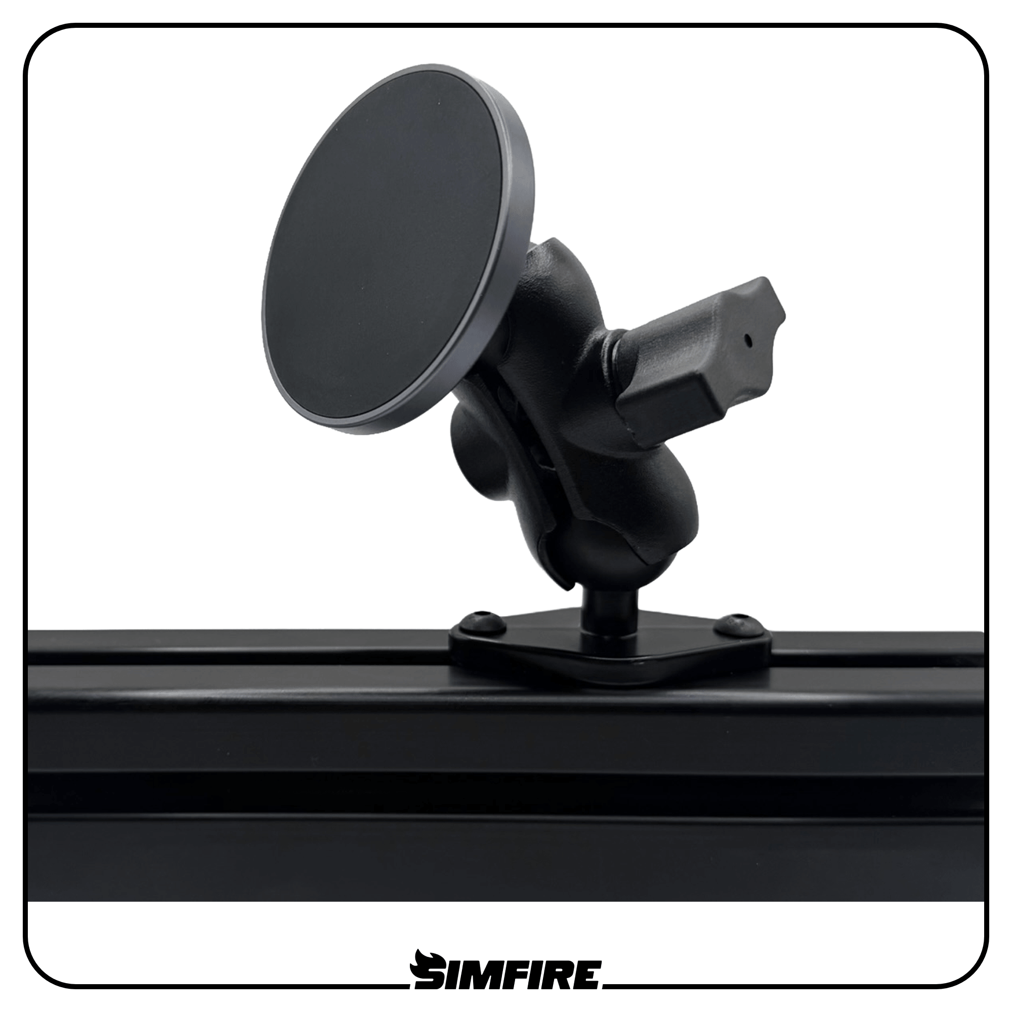 SIMFIRE AXIS MagSafe compatible phone mount for sim racing rigs
