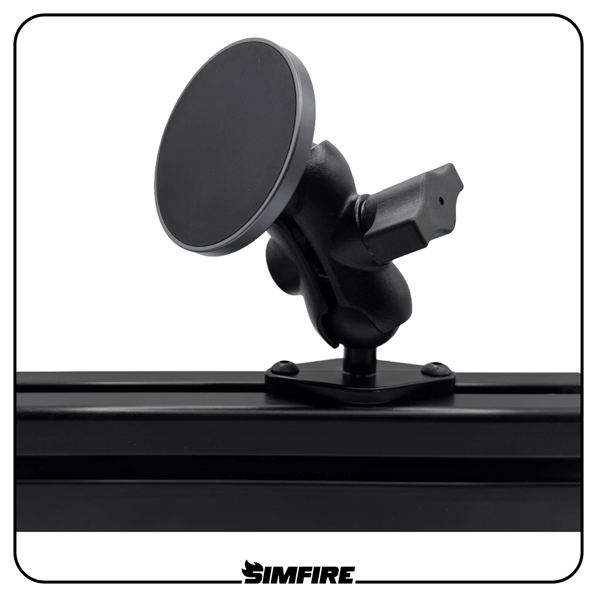 SIMFIRE AXIS MagSafe compatible phone mount for sim racing rigs