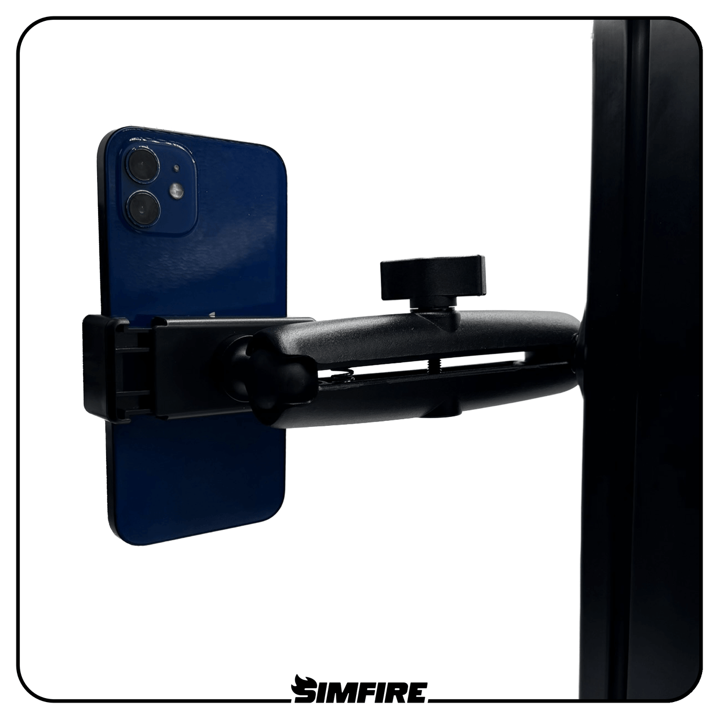 Fully adjustable phone mounting arm with spring loaded padded clamp