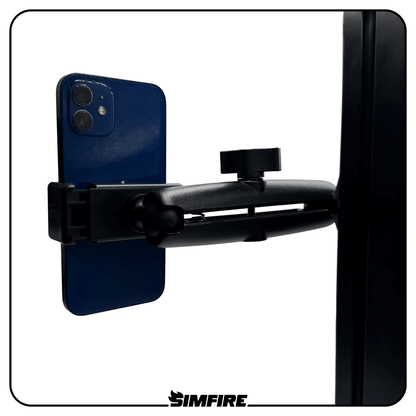 Fully adjustable phone mounting arm with spring loaded padded clamp