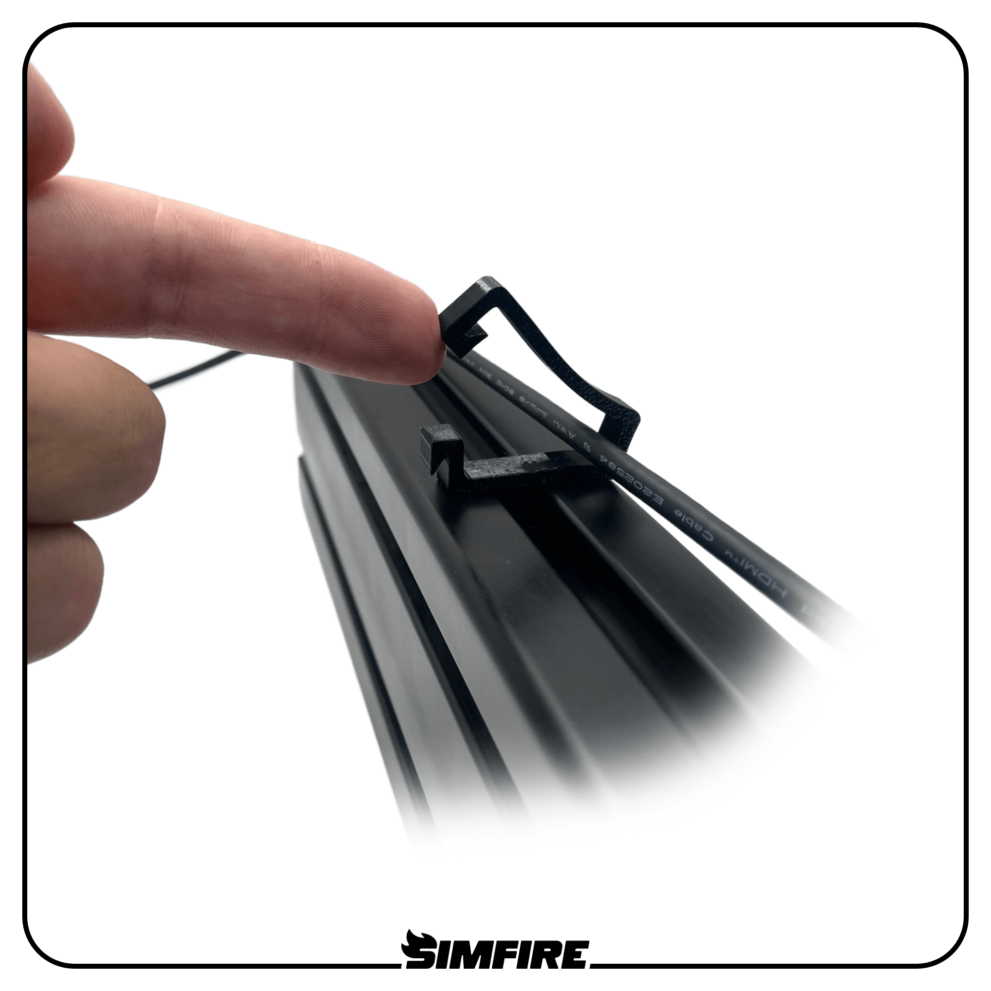 Flexible TPU cable management clips for aluminium profile sim racing rigs