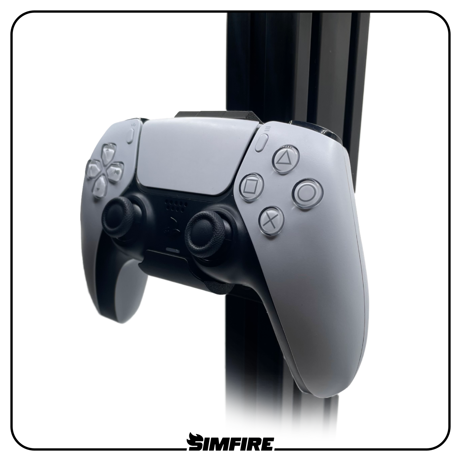 Side profile of PS5 controller holder designed for aluminium extrusion racing rigs