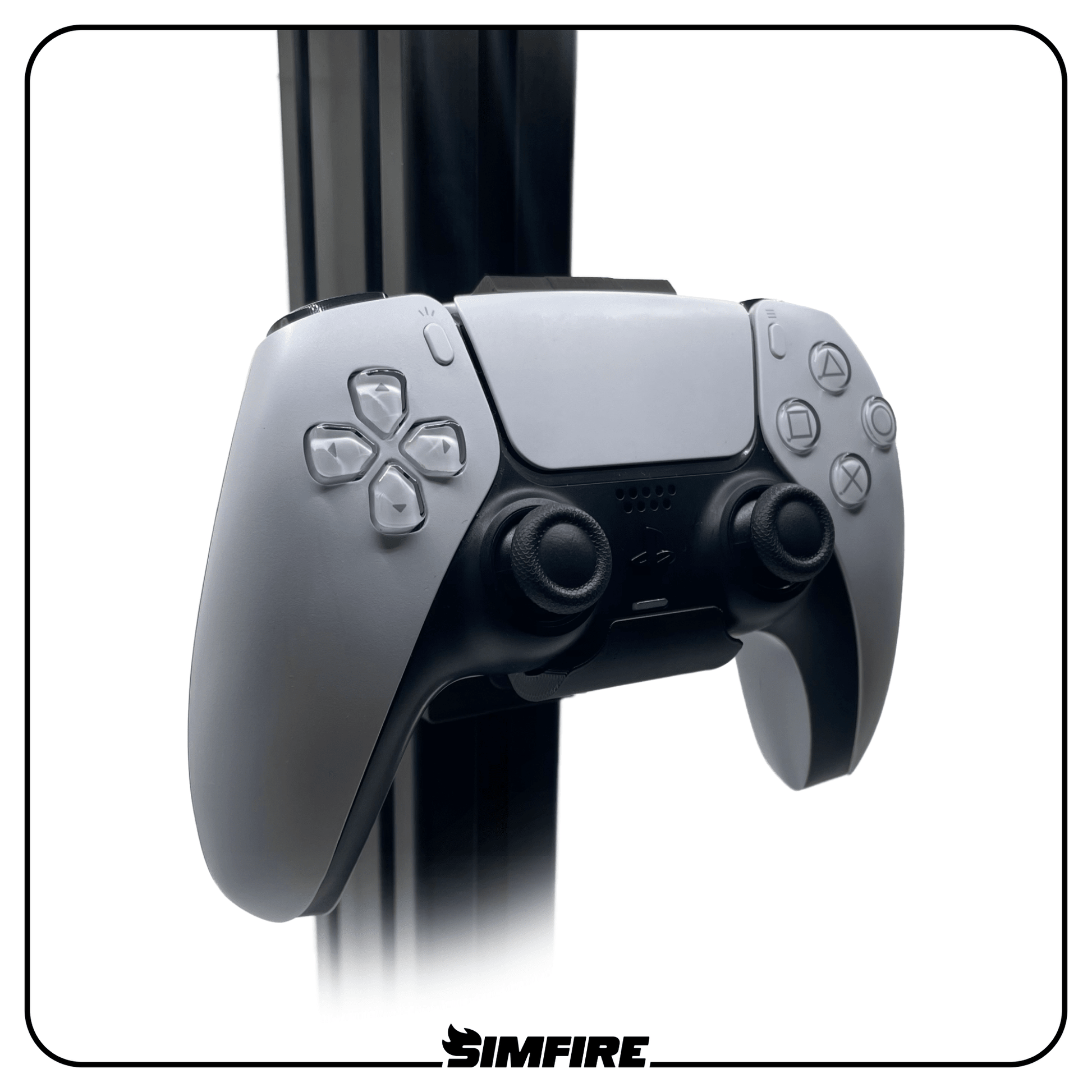 PS5 controller mount installed on aluminium profile sim rig