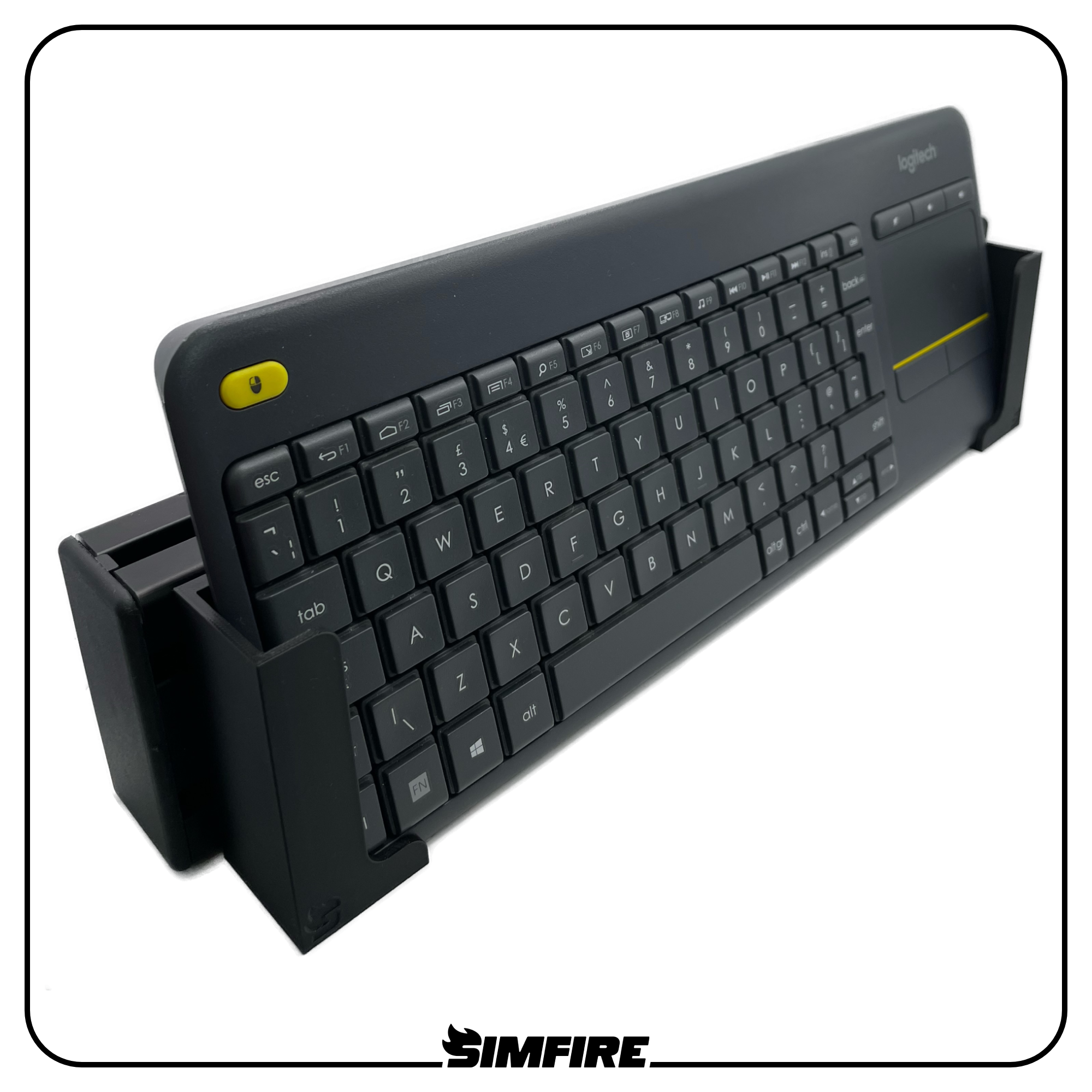 Adjustable keyboard holder mount for aluminum profile sim racing rig with full-size keyboard