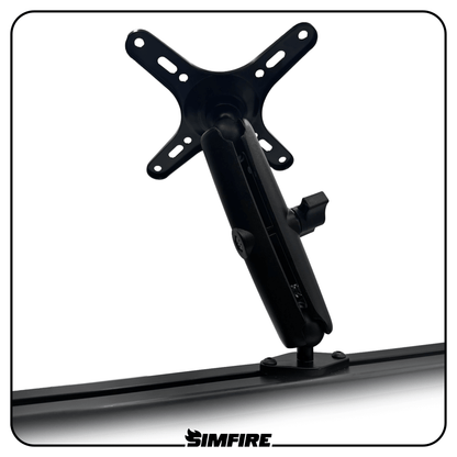 long version of simfire axis vesa mount attached to aluminium profile sim racing rig