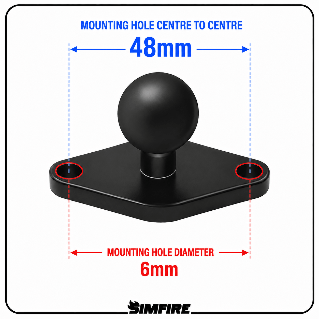 mounting bracket hole diameter dimensions and centre to centre spacing dimensions