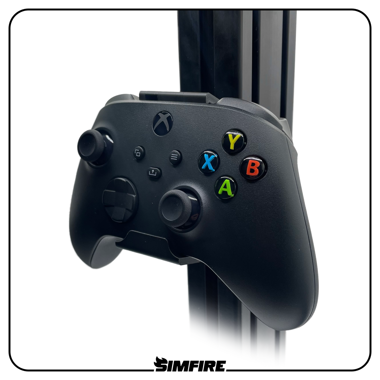 Side profile of XBOX controller holder designed for aluminium extrusion racing rigs